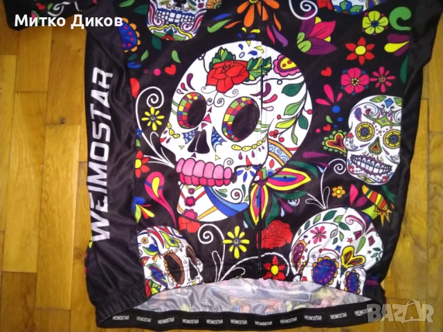 Weimostar колездачна тениска маркова размер Л черепи силикон грип цял цип св.отразител, снимка 2 - Велосипеди - 51061607