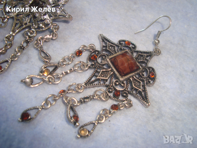 ПРЕКРАСНИ ПОСРЕБРЕНИ РЕТРО - ВИНТИДЖ БЕЛ ЕПОК СТИЛ СКЪПОЦЕННИ КРИСТАЛНИ ОБЕЦИ 14166, снимка 15 - Обеци - 36524967