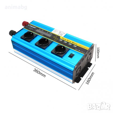 ANIMABG Силов инвертор с чиста синусоида 5kW DC 12V/24V към AC, 220V 230V, снимка 12 - Друга електроника - 37987858