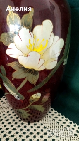 Ваза с лотус и райска птица , снимка 3 - Вази - 51553912