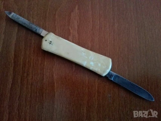 Малък немски сгъваем нож, 1 острие и пила за нокти, снимка 4 - Антикварни и старинни предмети - 38343471