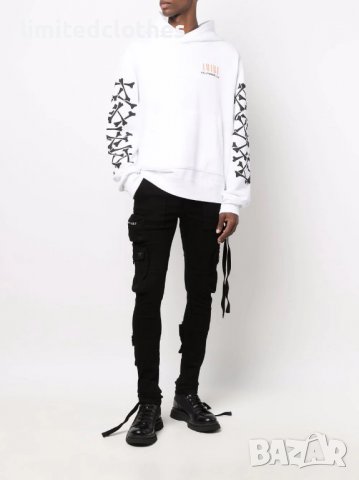 AMIRI White Bones Logo Print Мъжко Горнище тип Суичър size M (L), снимка 5 - Суичъри - 37892773