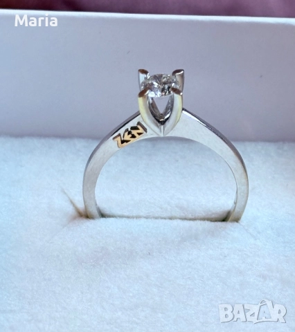 Дамски пръстен бяло злато и диамант, снимка 2 - Пръстени - 52470770