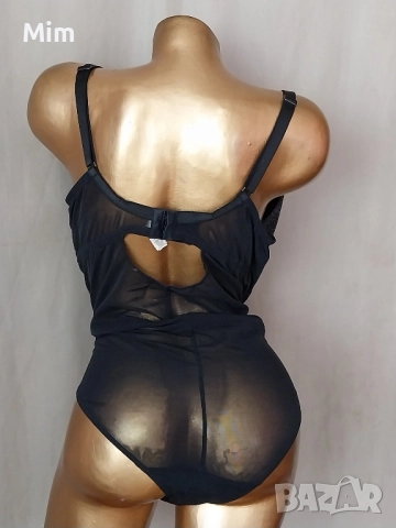 Gossard 80G Черно боди от еластичен прозрачен тюл и сребристи брокатени точки , снимка 4 - Бельо - 51794998