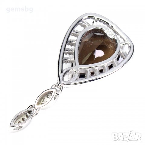 Висулка с опушен кварц и циркони, снимка 2 - Колиета, медальони, синджири - 34897687