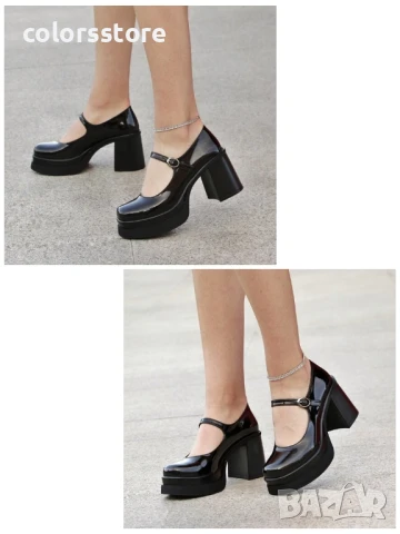 Обувки на ток - черен лак - SDF90 