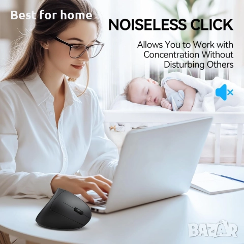 TECKNET  Ергономична  безжична Bluetooth вертикална мишка, снимка 8 - Клавиатури и мишки - 52925916