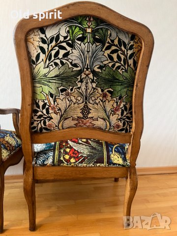 Двойка антикварни кресла – Bohème, с копринен пачуърк, снимка 8 - Антикварни и старинни предмети - 43355977