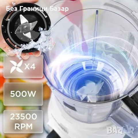 Нов Мощен блендер 500W 1.5L за смутита, лед, супи и бебешка храна, снимка 6 - Други - 50028102