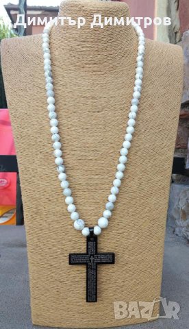 Изработва мъжки колиета с кръст от стомана камъни хаулит. Идея за подарък за мъж., снимка 2 - Колиета, медальони, синджири - 33562210