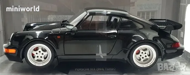 Porsche 911 (964) Turbo 3.6 Black 1993 - мащаб 1:18 на Solido моделът е нов в кутия, снимка 3 - Колекции - 49560171