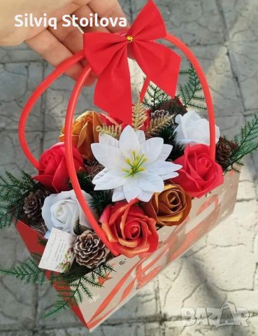 Коледни чанти със сапунени рози и коледна звезда в средата за разкош , снимка 3 - Коледни подаръци - 43250522