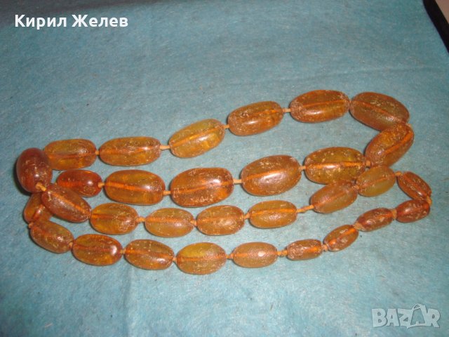 СТАРА РУСКА КЕХЛИБАРЕНА ОГЪРЛИЦА 100% НАТУРАЛЕН БАЛТИЙСКИ КЕХЛИБАР БАРАБАННО СТРУГОВАН УНИКАТ 26985, снимка 4 - Антикварни и старинни предмети - 35053804