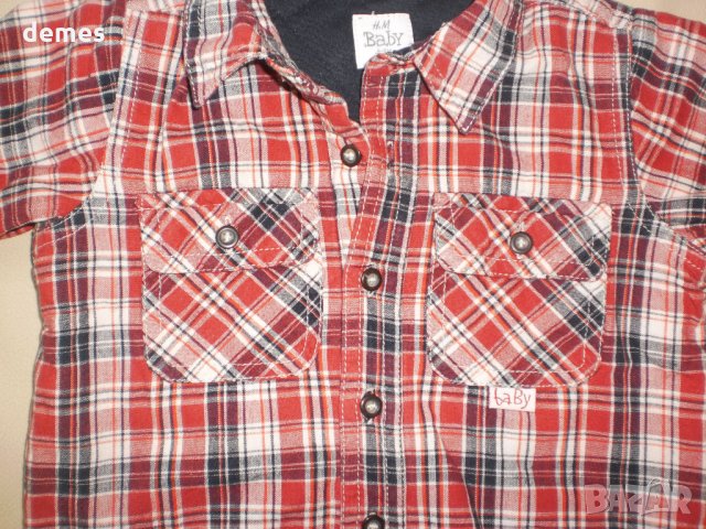 Ватирана бебешка ризка с дълъг ръкав Н&М, размер 4-6 месеца, 68 см, снимка 4 - Бебешки блузки - 32365969