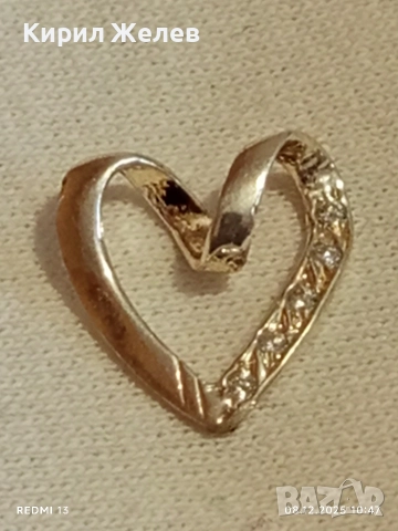 Сребърно колие във формата на сърце с кристали ювелирна изработка 37659, снимка 5 - Колиета, медальони, синджири - 52686820