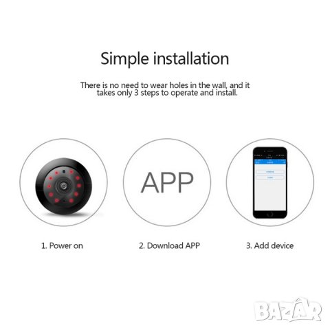 Мини камера, безжична WiFi камера, малка камера, видеонаблюдение, нощно виждане, звук, микрофон, снимка 5 - IP камери - 33651527