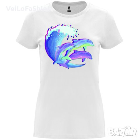 Нова дамска тениска с Делфинчета в бял цвят, снимка 1 - Тениски - 44139215
