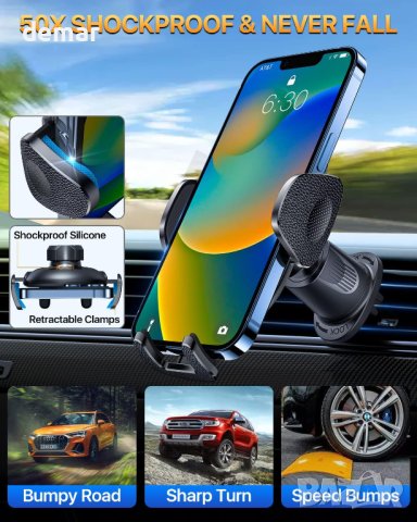 HTU Стойка за телефон за кола iPhone 14,13,12 Pro Max,Samsung S23, снимка 3 - Аксесоари за Apple - 43074768