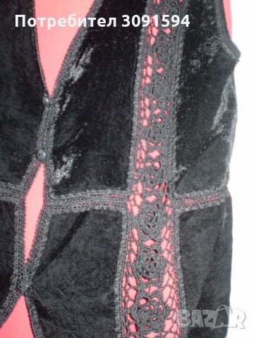   Дамско елече черно копринено кадифе  с мотиви плетени на една кука, снимка 9 - Жилетки - 34919404