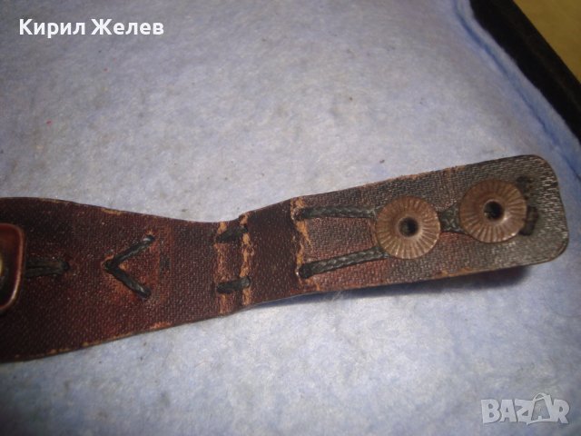 СТАРА ВИНТИДЖ КОЖЕНА РЕТРО АРТ ГРИВНА РЪЧНА ИЗРАБОТКА с БРОНЗОВА ОРНАМЕНТИРАНА АПЛИКАЦИЯ 28016, снимка 4 - Антикварни и старинни предмети - 37026687