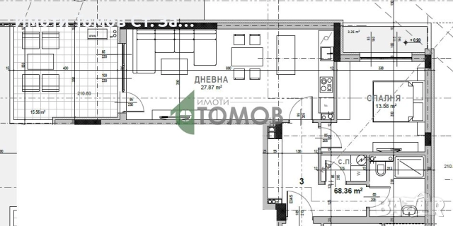 Просторен двустаен апартамент в кв. Самара 3 , снимка 6 - Апартаменти - 52468192
