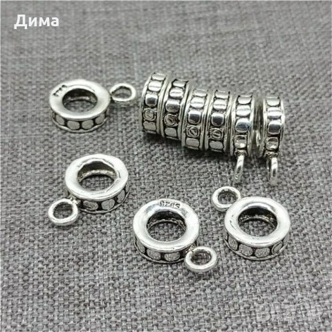 Талисмани от 925 Стерлингово Сребро тип Пандора -Bail Beads Spacer - 7 мм - За Бижута, Нови, снимка 2 - Гривни - 33104932