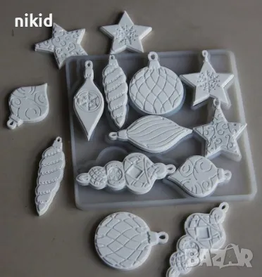 Коледни играчки висулки украса за елха играчка висулка силиконов молд форма фондан гипс смола шокола, снимка 2 - Форми - 47501704