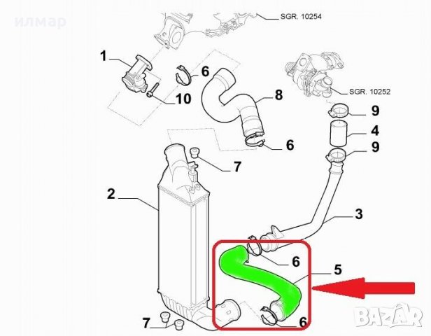 1487754080 Маркуч за турбо за Фиат Улис- 2.0 JTD, снимка 2 - Части - 37755388