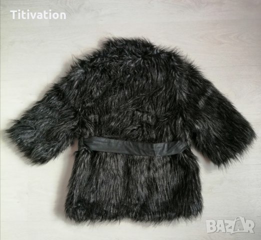 Палто с еко косъм-черно, снимка 4 - Палта, манта - 28692316