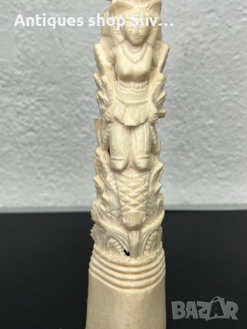 Азиатска ръчно резбована фигура от кост. №5022, снимка 3 - Колекции - 44104723