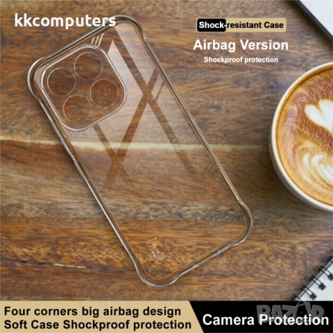 IMAK Удароустойчив TPU Калъф за Xiaomi 15T - Airbag технология, вкл. Протектор, Прозрачен, снимка 2 - Калъфи, кейсове - 52377900