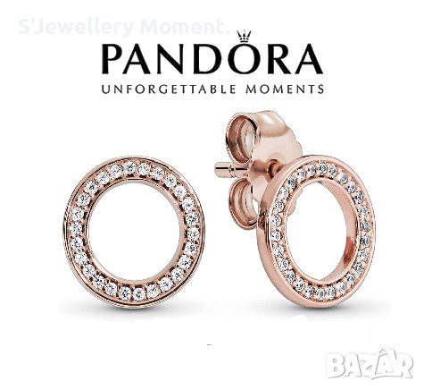 Pandora обеци в розово злато Sparkling Circle Stud Earrings