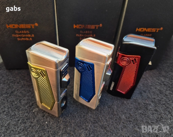 Луксозна запалка за пури HONEST с подарък резачка,три цвята, снимка 15 - Запалки - 52204255