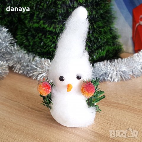 Коледна украса снежен човек с дълга пухена шапка коледни играчки, снимка 3 - Декорация за дома - 26796938