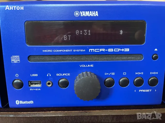 YAMAHA MCR-B043 micro система CD колони дистанционно MP3 USB Bluetooth, снимка 3 - Аудиосистеми - 49368201