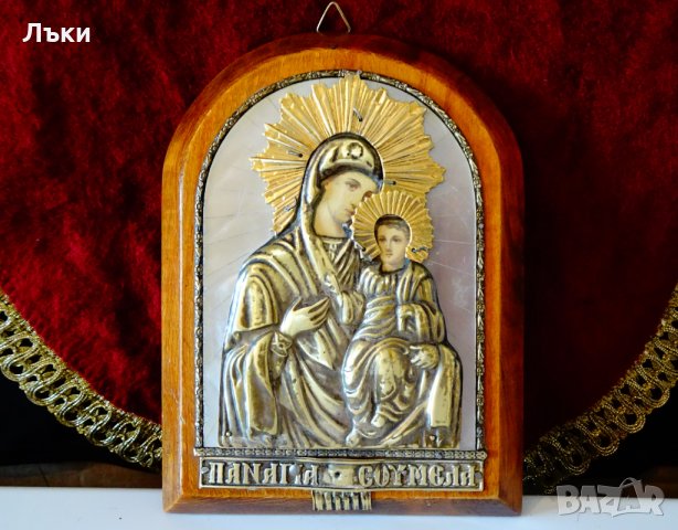 Старинна икона Св.Богородица Сумела,седеф,позлата. , снимка 7 - Икони - 34806996