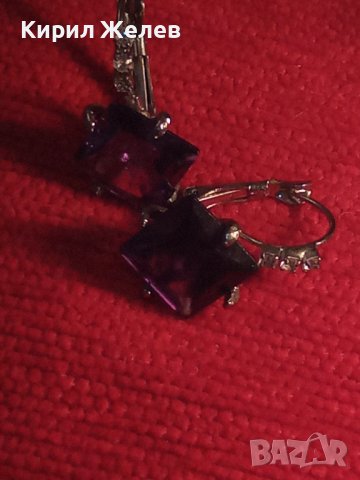 ВИНТИДЖ СКЪПОЦЕННИ СРЕБРИСТИ ОБЕЦИ с ГОЛЯМ ФАСЕТ АМЕТИСТ и ЦИРКОНИ 26682, снимка 18 - Обеци - 34806105