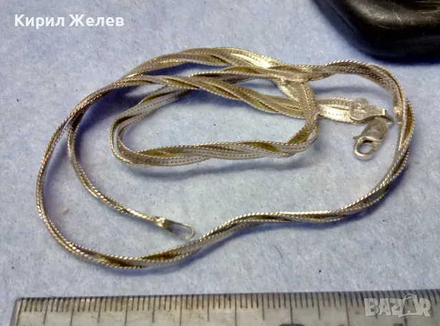 НЕЖНО ЛЕНТОВИДНО СРЕБЪРНО КОЛИЕ СРЕБРО 925 MADE in ITALY с БЯЛА ПОЗЛАТА - ЧАСТ от КОМПЛЕКТ 50139, снимка 8 - Колиета, медальони, синджири - 49378590