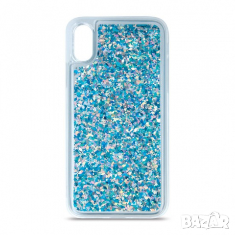 Силиконов калъф гръб кейс MBX Liquid с течност и брокат - iPhone 11 (6.1), Син, снимка 6 - Калъфи, кейсове - 36481495