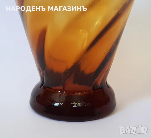 Ваза MURANO МУРАНО модел "Спирала" амбър кехлибар цветя , снимка 7 - Други ценни предмети - 47727652
