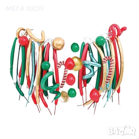 Комплект от 30 Коледни балона - Разнообразие от форми и цветове