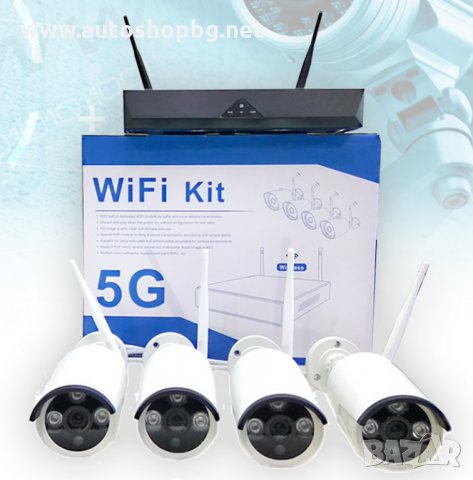 Комплект безжично WIFI видеонаблюдение 4 камери 5G WIFI KIT NVR Onvif , снимка 2 - Комплекти за видеонаблюдение - 32277373