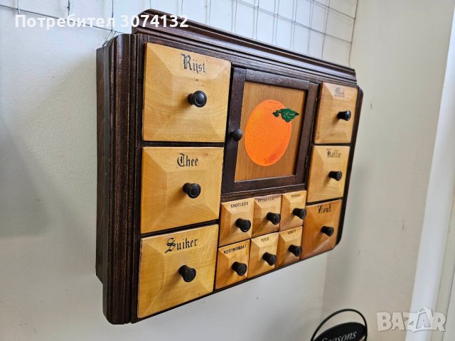 Ретро шкафче за подправки от дърво , снимка 6 - Шкафове - 40437595
