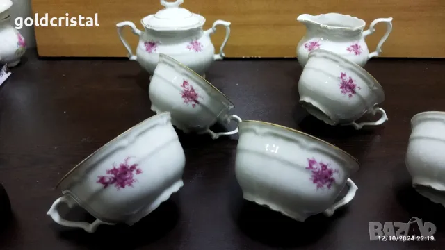 Стар български порцелан чаши за чай захарница латиера , снимка 3 - Антикварни и старинни предмети - 47561270