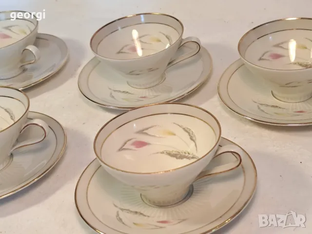 пет немски двойни сета за кафе фин костен порцелан 21/3, снимка 2 - Сервизи - 49176121
