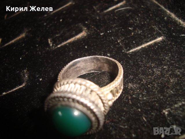 СРЕБЪРЕН СТАР 19 ВЕК ПРЪСТЕН с ГОЛЯМ ШЛИФОВАН КАМЪК ЗЕЛЕН АХАТ - СРЕБРО СТАРО ГРАДСКО БИЖУ 22478, снимка 13 - Антикварни и старинни предмети - 33046862