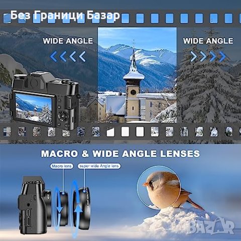 Нов Компактен Цифров фотоапарат, 4K 48MP 32GB SD карта , снимка 5 - Фотоапарати - 43112583