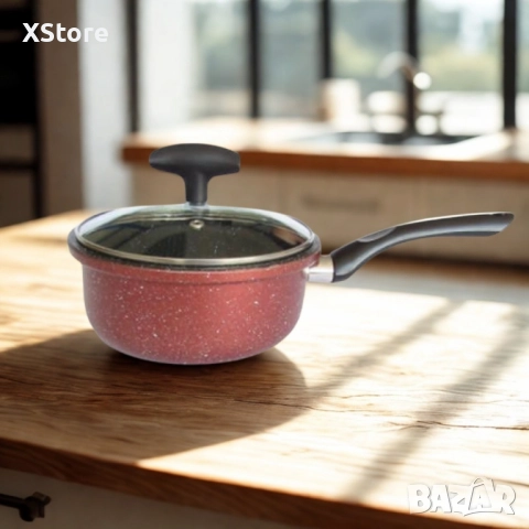 Касерола с капак Rosberg, 16 см, 1.6 л, Мраморно незалепващо покритие, Индукция, Бордо меланж, снимка 3 - Съдове за готвене - 52507441