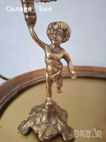 Свещник с фигура на херувим , снимка 4 - Антикварни и старинни предмети - 50926855