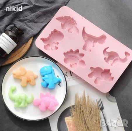 6 големи Динозаври динозавър силиконов молд форма калъп за шоколад фондан гипс сапун и др